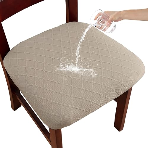 Juego de 4 fundas impermeables para asiento de silla de comedor, elásticas, extraíbles y lavables, para el hogar, restaurante, banquete, protector