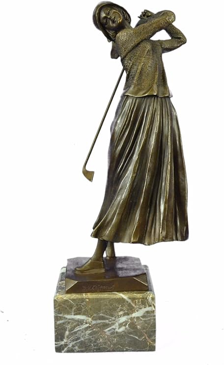 Amazon 博物館品質 グッズブロンズ彫刻 像スポーツハイソサエティ英語レディーpalyingゴル 48x13センチメートル 18ポンド リアルブロンズ 置物 オブジェ オンライン通販