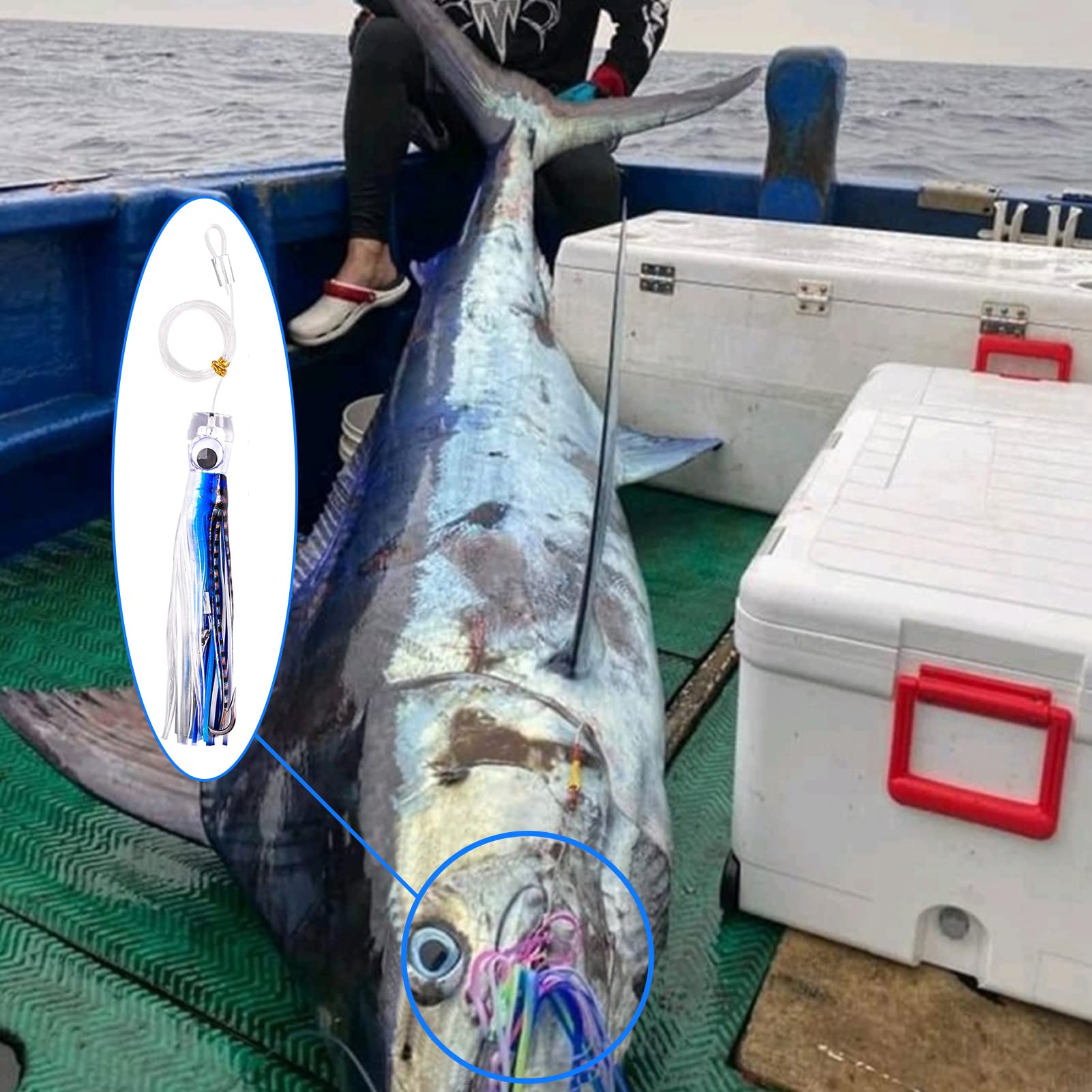 Leurre Peche avec 170cm Corde en Nylon 23cm/96g Appât de Traîne Leurre Bionique Souple Leurre Pieuvre