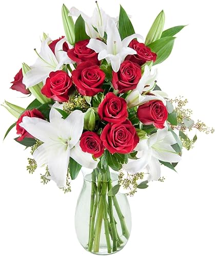 Vista 14 de KaBloom Entrega al día siguiente: colección para el día de la madre, ramo de lirio rosa de Barbie de 10 lirios de estrellas rosas frescas. Regalo