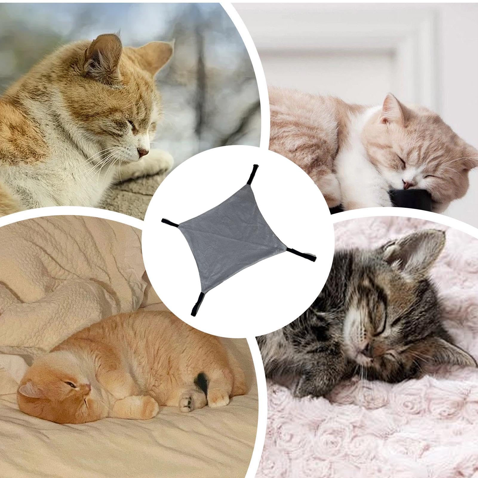 Cat Hammock, Adjustable Soft Swing 15.75x15.75 Inches, Double-Sided Comfortable Sleeping Pad, Breathable Resting Bed, Cage Hanging Accessory for Kittens, Small Pets, Rabbits