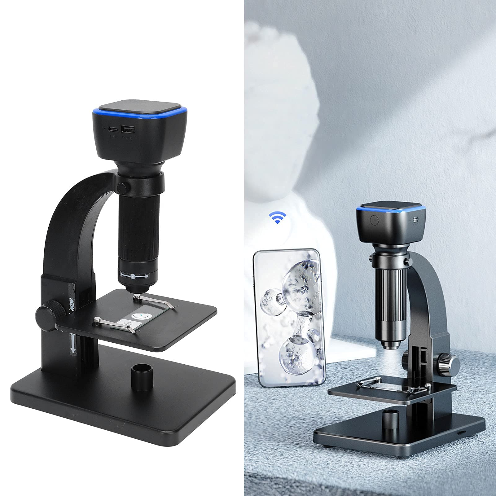 Microscopio Digital 2000X HD con WiFi y USB Lente Dual para Inspección Industrial y Biológica