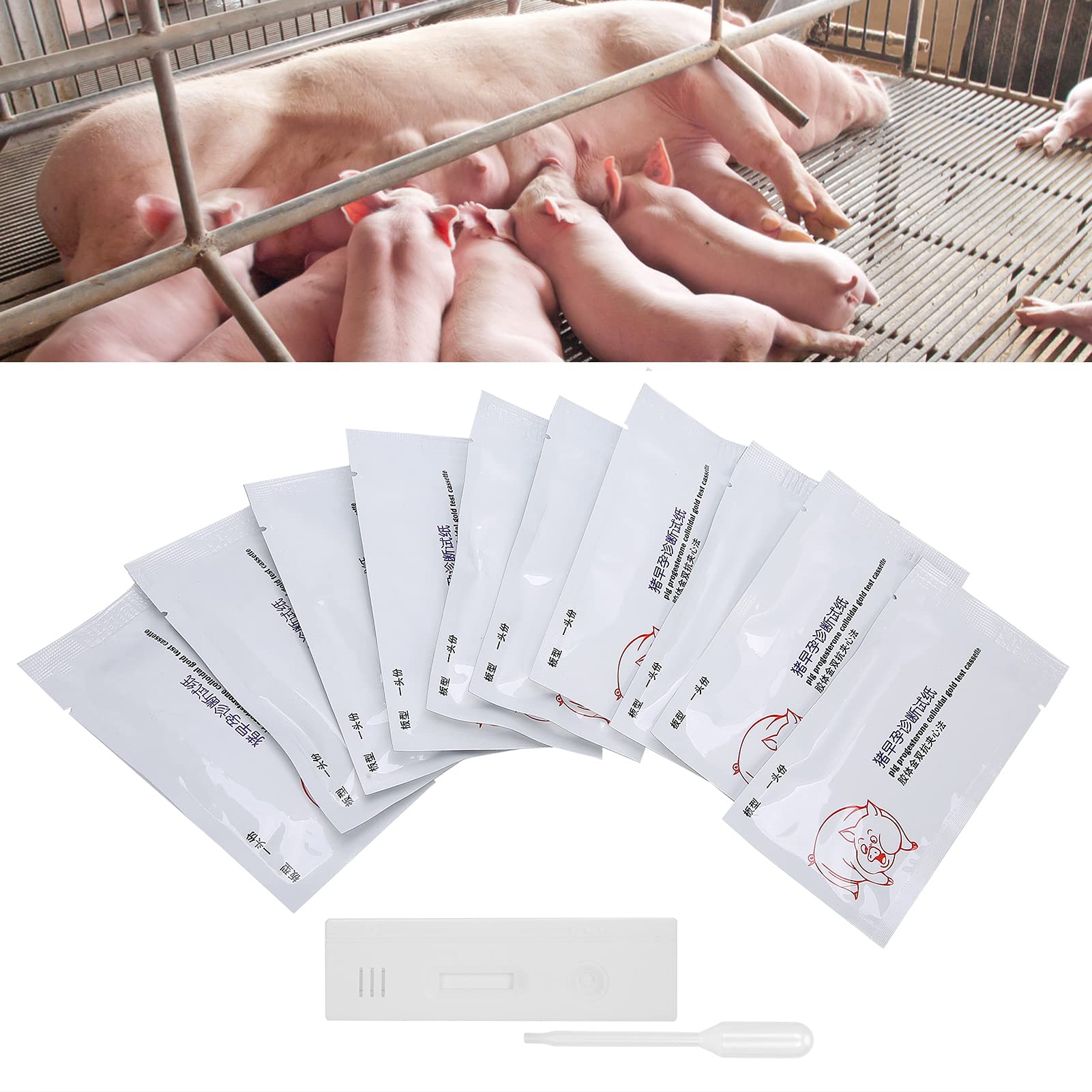 10 piezas de papel de prueba de embarazo de cerdo, Hoja de prueba de embarazo para ganado Herramienta de prueba de detección precoz de embarazos para vacas y cerdas