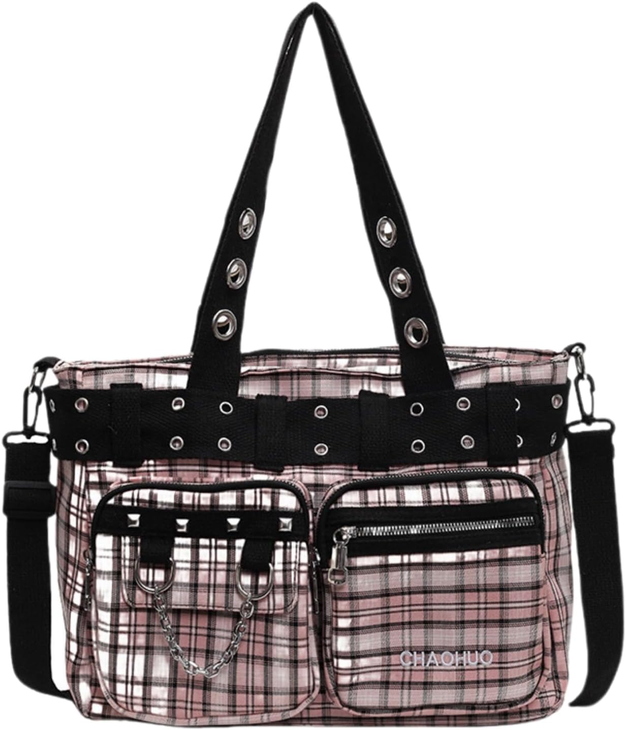 Gothic Tote Bag for Women - Punk Y2K Crossbody Purse, Fashion Grunge Canvas Shoulder Bag for Work & Travel