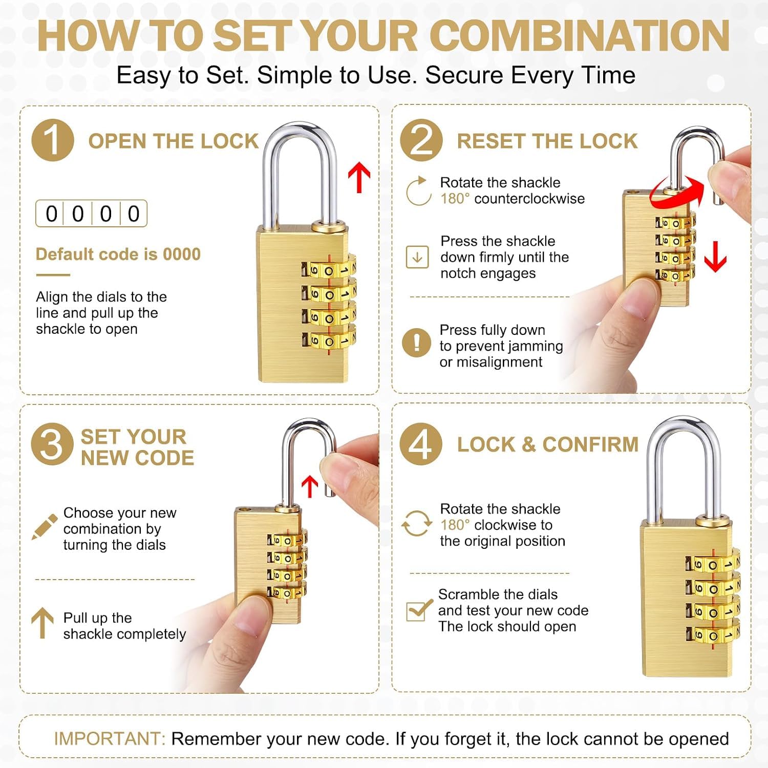 1 pc Mini 4 Digits Number Lock Combination Password Padlock — Amazon image 4
