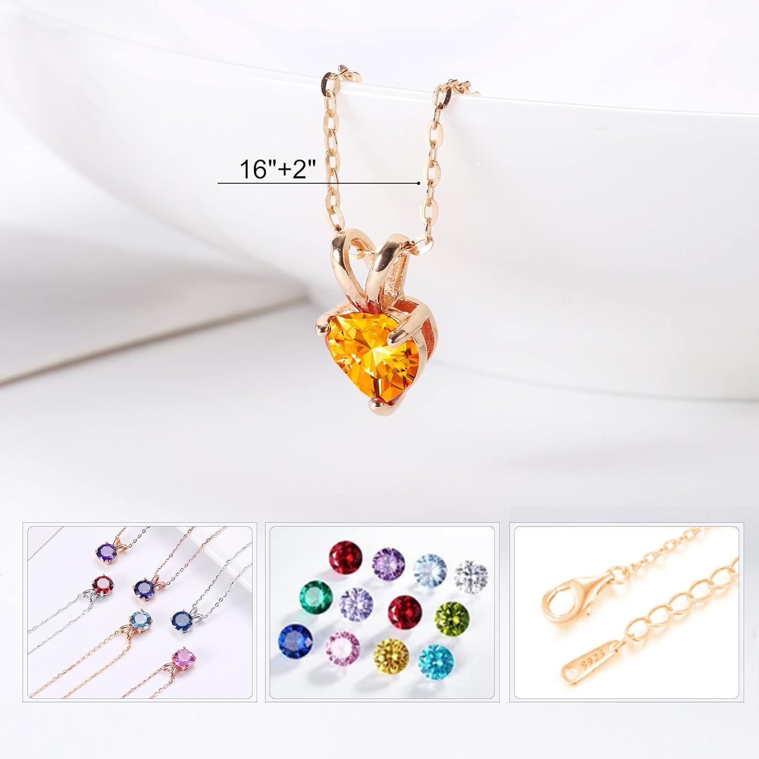 SMILEST Necklace Gifts for Her - 925 Sterling Silver Heart Birthstone Necklace, Dainty Sparkling Heart Pendant Anniversary Birthday Gifts for Women Mom Wife Daughter Girlfriend Jewelry Gift - Image 6