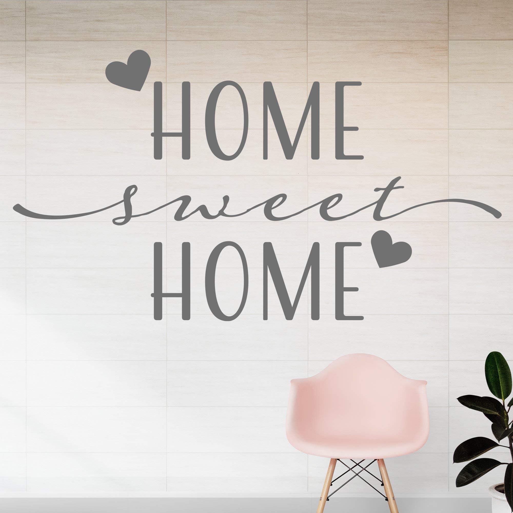 Home Sweet Home Wall Art, Wall Sticker,Decorations for Bedroom, Living Room, Kitchen, Decals, Quote,Typography, Dove Grey, 550mm