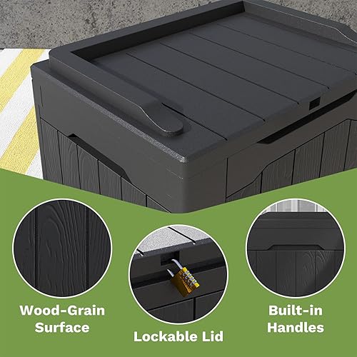 Vista 50 de Patiowell 30 Gallon Resin Deck Box, Outdoor Storage Box for Patio Furniture, Deliveries, Pool Supplies,Waterproof and Lockable, Grey