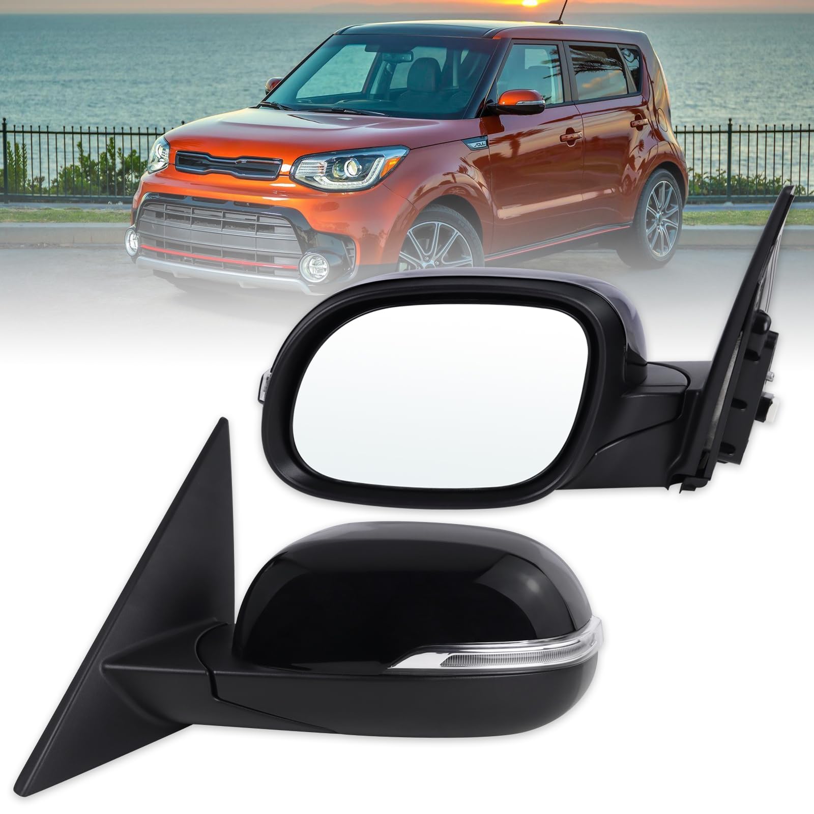 Lqito Left Driver Side Mirror Compatible With 2014 2015 2016 2017 2018 2019 Kia Soul With Manual Folding Power Glass Turn Signal Light Black Replace