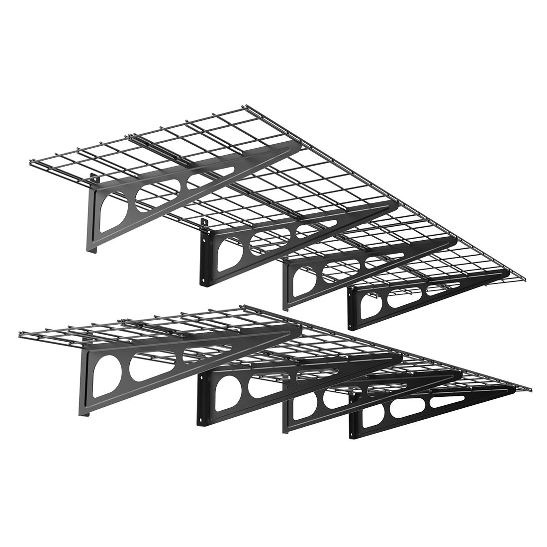FLEXIMOUNTS WR26B-SBA 2' x 6' Wall Shelf Garage Storage Rack (2 Pack), Black, 24" x 72"