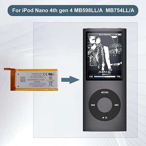 Miniatura 6 de Batería de repuesto 616-0407 compatible con iPod Nano 4ª generación 4 MB598LL/A A1285 MB754LL/A MB903LL/A con herramientas