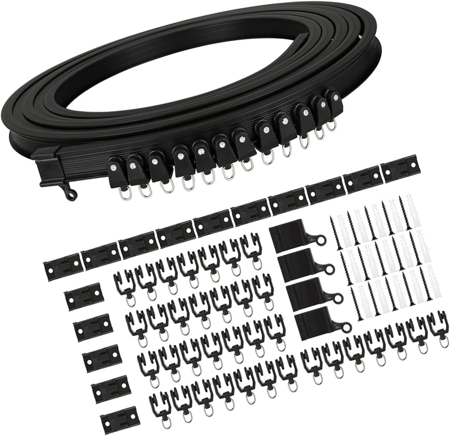 Multipurpose 5 Meter Ceiling Mount Curtain Rails Kits with Rollers Set for Privacy and Window Treatments Home and Office