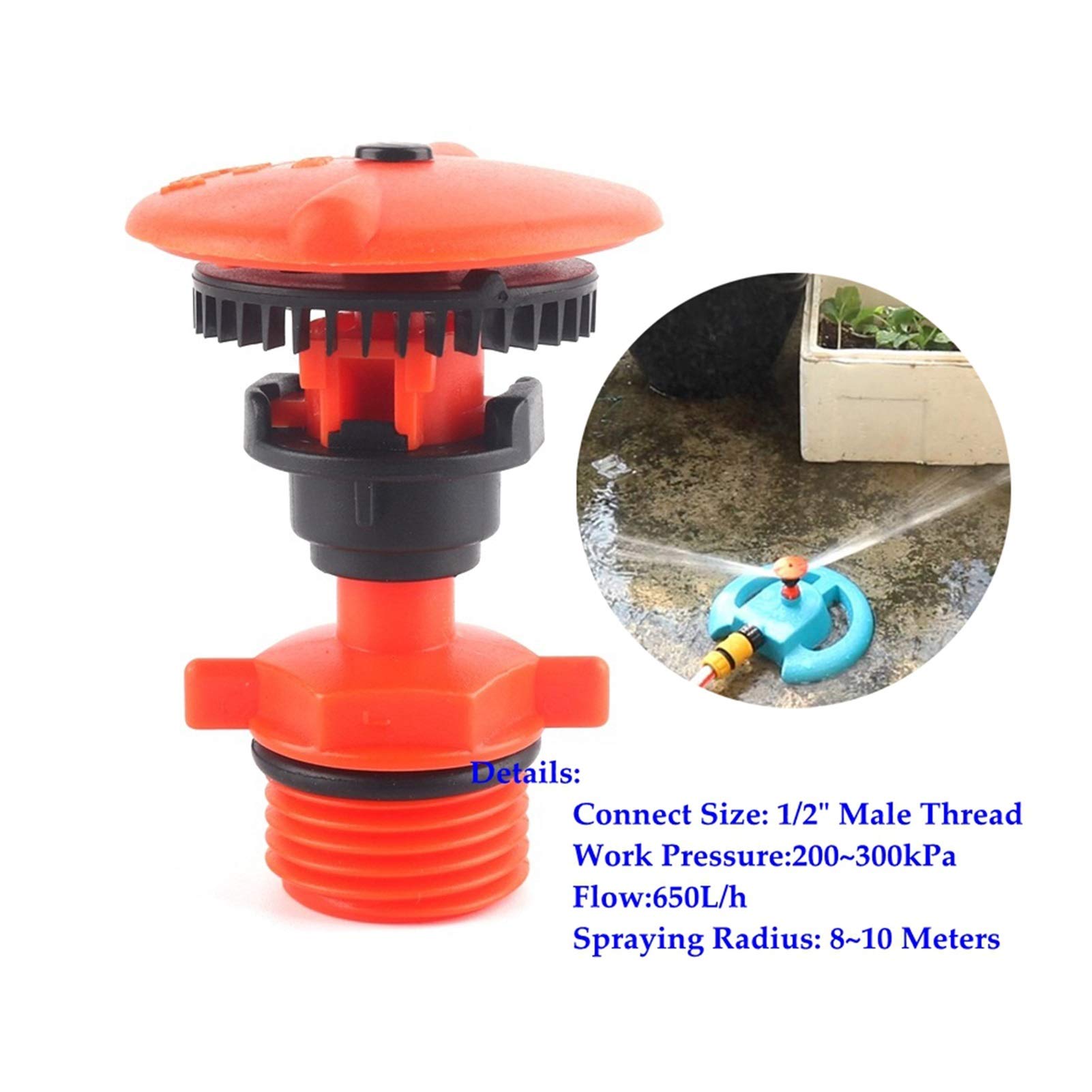 Annaffiatura del giardino irrigazione del prato in 2 ~ 100 pz 1/2 "Thread 650L / h 360 ° Automatic Rotating Sprinkler Rotante Ugello Giardino Giardino Giardino Prato Fruit Tree Irrigation Sprinkler