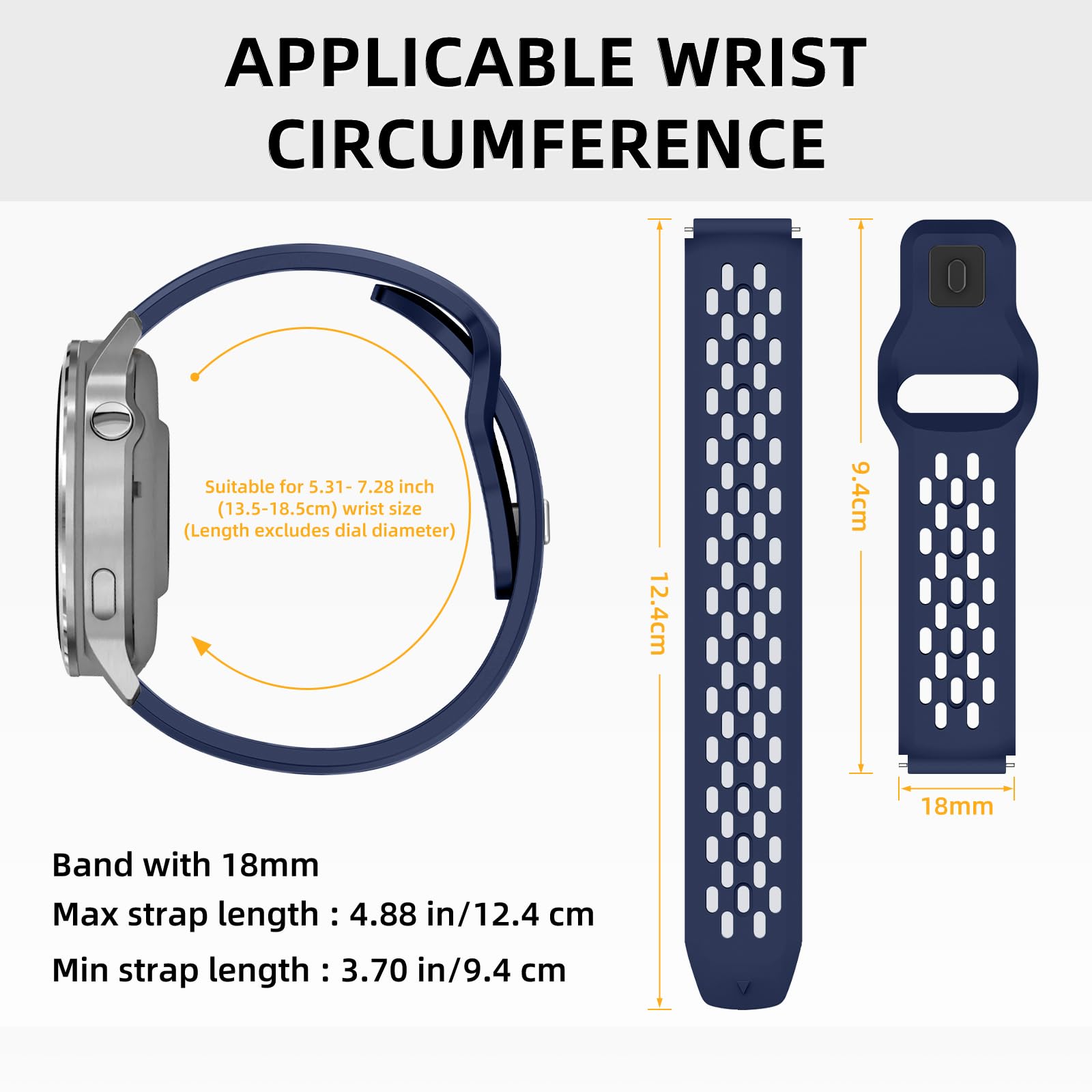 Silikonowy pasek do zegarka Garmin Venu 4 41 mm / Venu 3S/ 2S, wodoszczelny, sportowy, oddychający, do zegarka Garmin Forerunner 265S/255S/Vivoactive 4S (40 mm) / Vivomove 3S (39 mm)