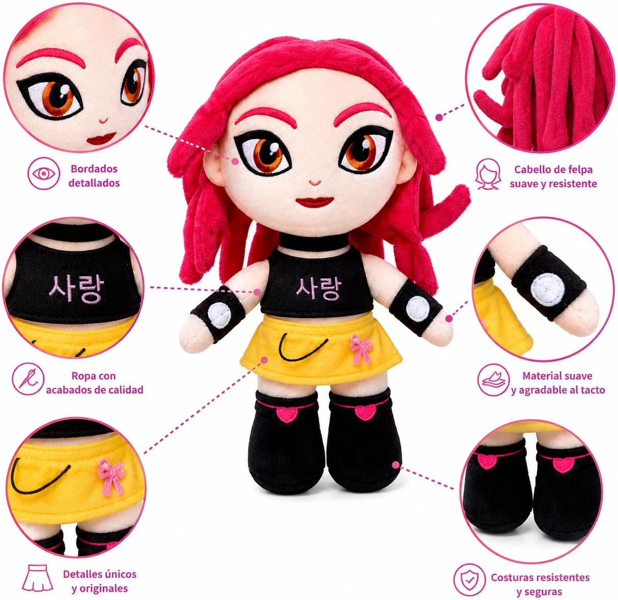 K-POP Set 3 Plüschtiere GRANDI Rumi Mira Zoey - Höhe 36 cm - weiche Stoffpuppen zum Sammeln von koreanischen Band - Mehrfarbig