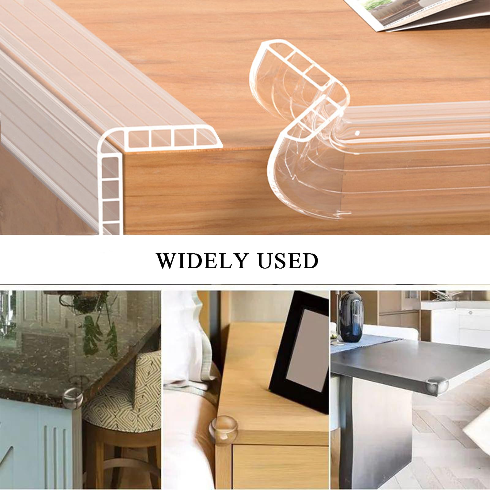 Meekye Paraspigoli per bambini, 3/5 m, con 4 paraspigoli, morbidi, paraspigoli per bambini, autoadesivi, per tavolo in vetro, per proteggere il bambino da lesioni, larghezza: 2,0 x 2,0 cm