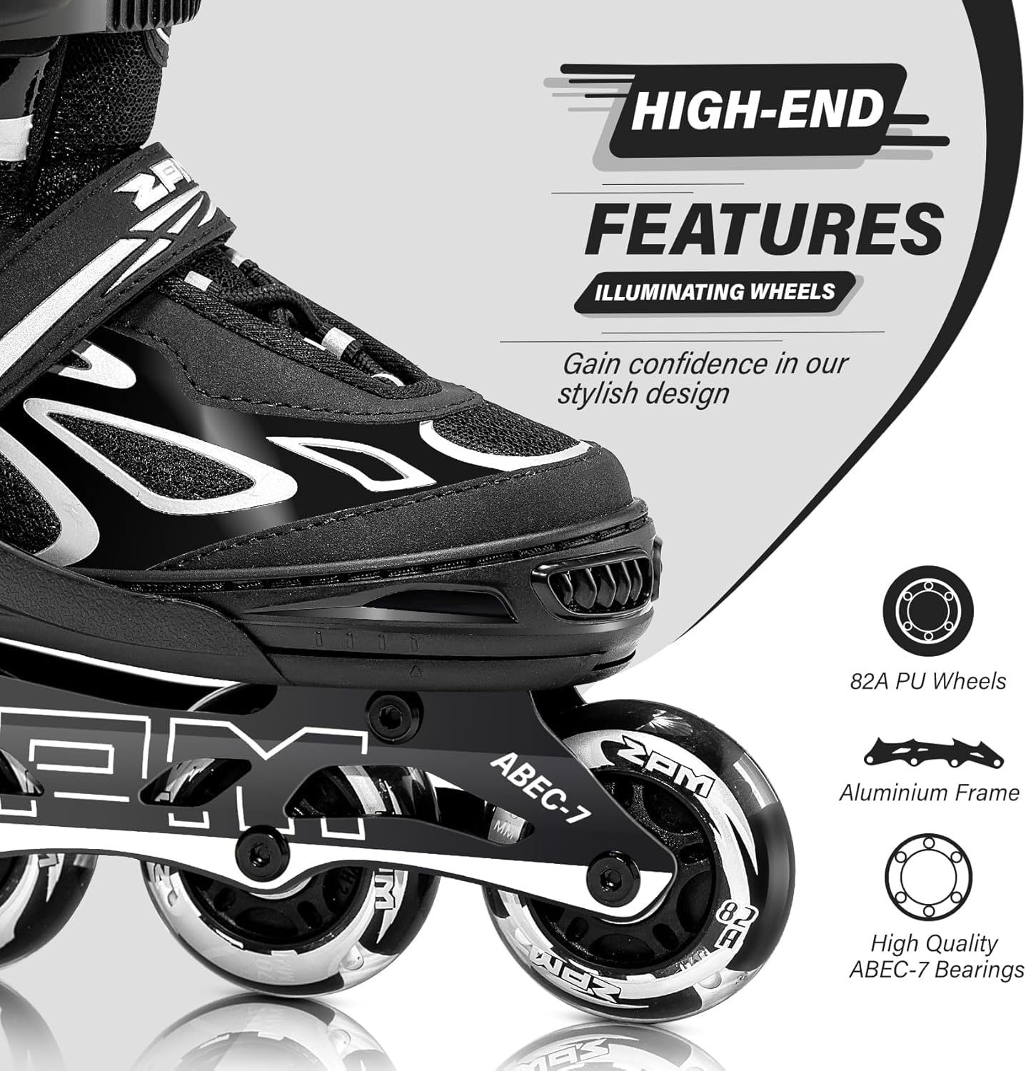2PM SPORTS Brice Pattini in Linea Regolabili, Divertente Inline Skates per Bambina e Bambino e Bambini e Ragazzi
