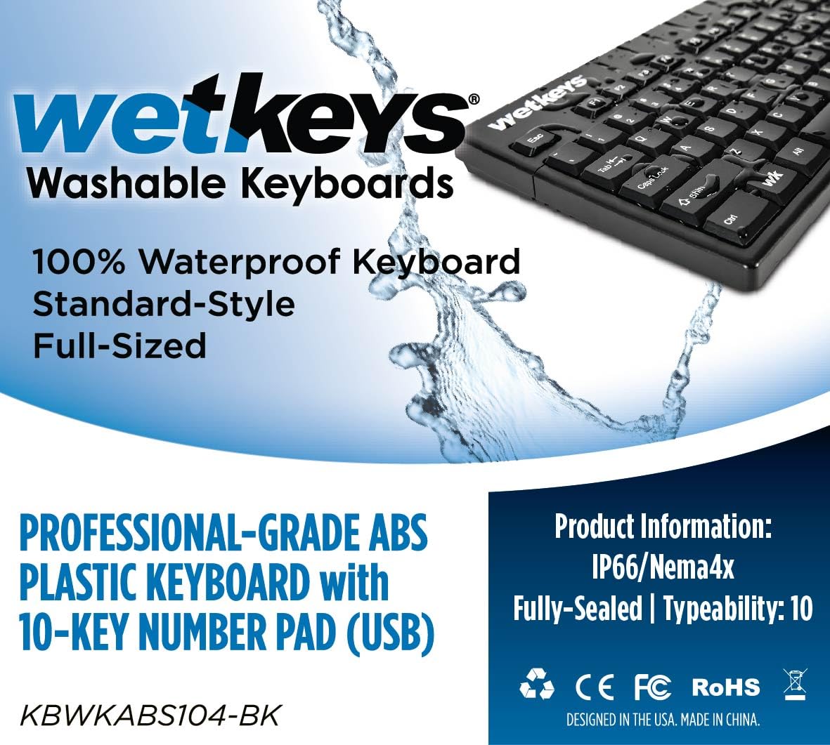 Amazon | WetKeys防水プロフェッショナルグレードフルサイズキーボード