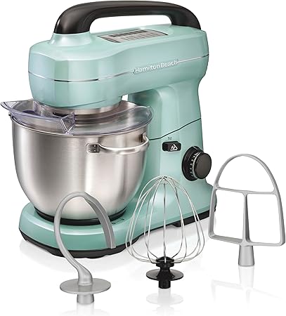 Hamilton Beach Electric Stand Mixer, 4 Quarts, Dough Hook, Flat