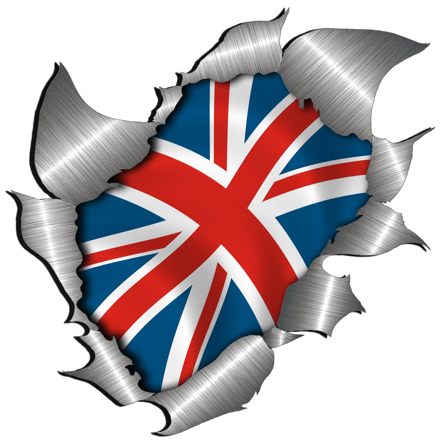 Extra Large size Union Flag Metal Rip Open Sticker