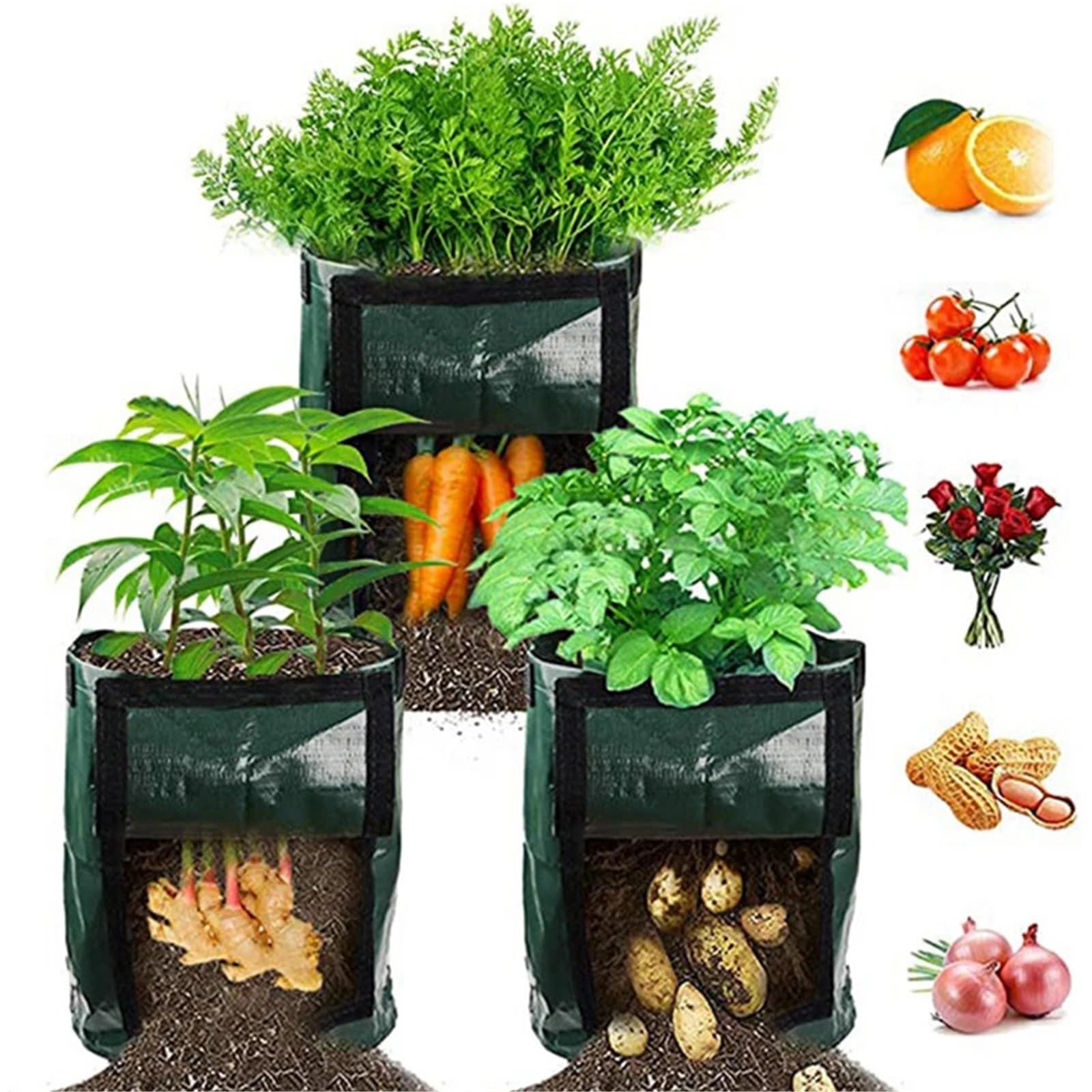 2 uds Suministros de plantación Bolsa Cultivo macetas jardín jardinería Plantas for Verduras Patatas Tomate Herramientas para Plantas(Green,7 Gallon(US)-30x35cm)