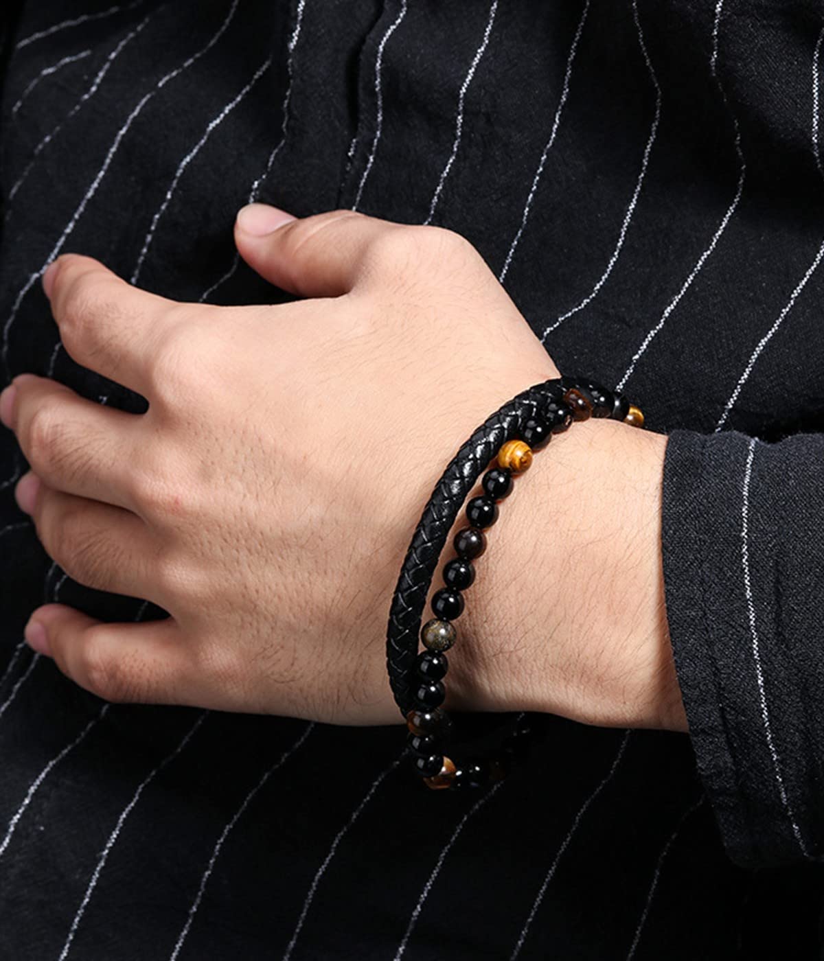 Bracciale Unisex GERBA 723 Elastico con Pietre Naturali e Argento 925