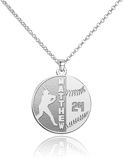 Collares de béisbol para hombre, collar con número deportivo personalizado para atletas, cadena de número de jersey, collar con nombre