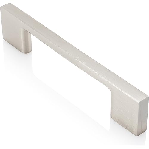 Southern Hills 5 Pack 96mm Kitchen Square Cabinet Handles Satin Nickel Cabinet Pulls Brushed Nickel Drawer Pulls Kitchen Cabinet Hardware Kitchen Handles for Cabinets Cupboard Handles Drawer Handles