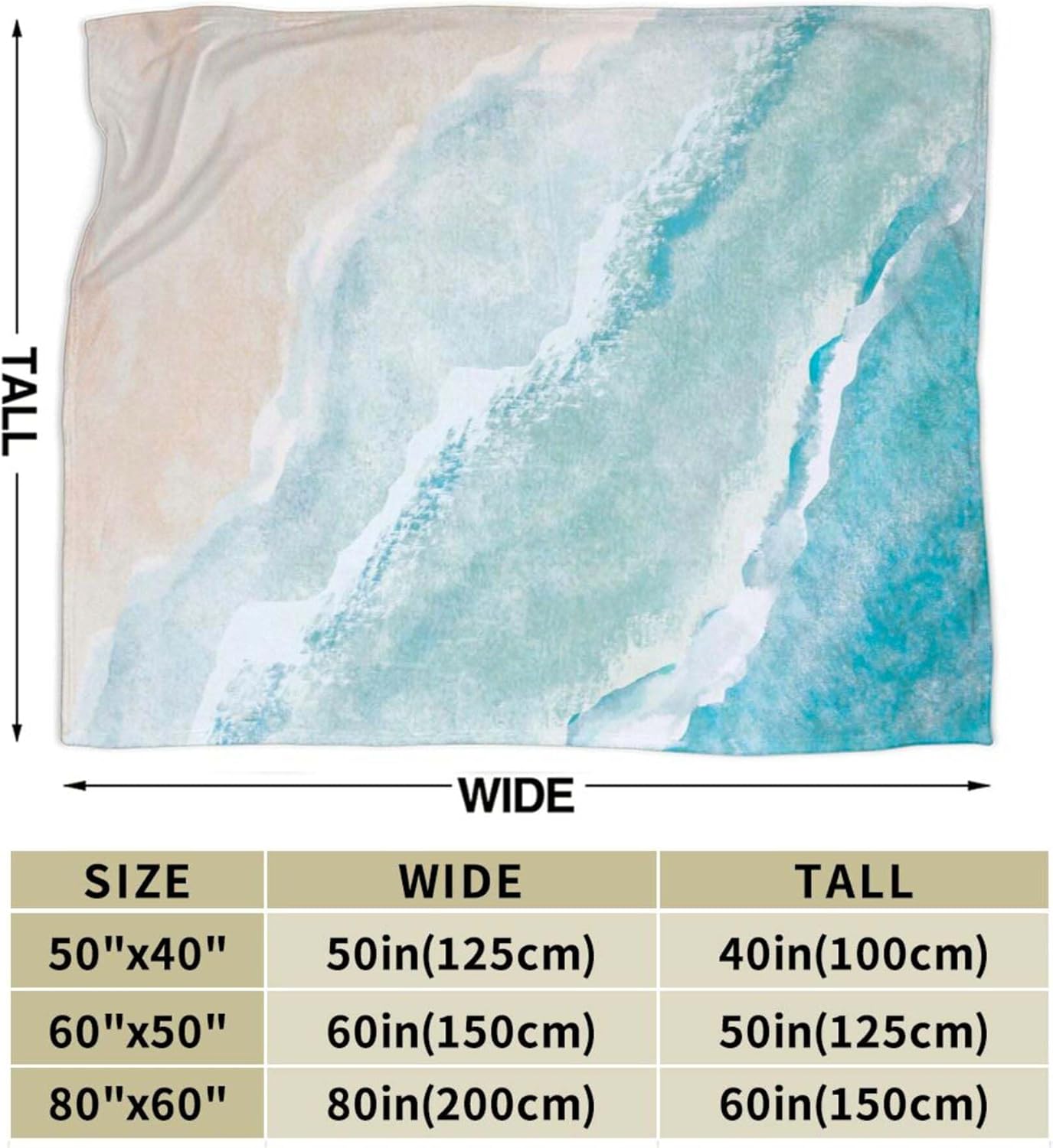 Coastal Beach Throw Blanket Ultra-Soft Cozy Coastal Decor Fleece Blankets Lightweight Teal Ocean Art Flannel Blanket for Couch Sofa Bedding Home Decor (60" L x 50" W, Coastal) - Image 6