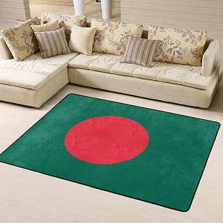 Flag of Bangladesh Area Rug 63x48in Rugs for Living Room Indoor Floor Non-Slip Rug Washable Large Rug Indoor Decorative Carpet Yoga Floor Mat