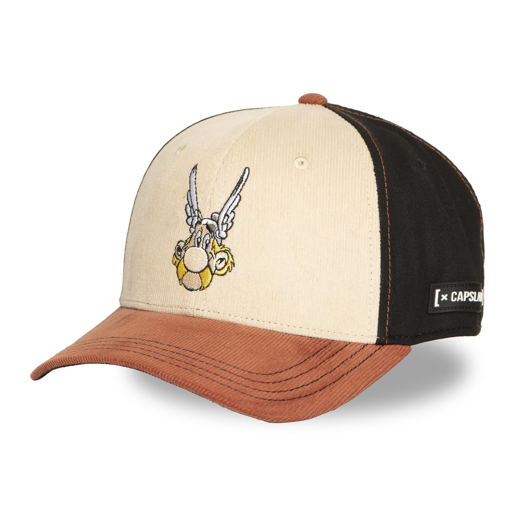 Capslab Women's Beige-Black Asterix Semi Curved Cap By