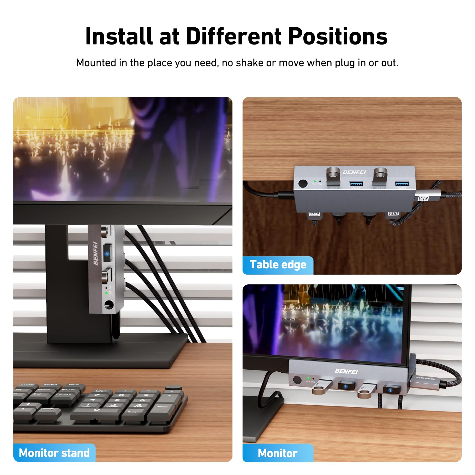 BENFEI Switch KVM HDMI 2.1 8K@60Hz 4K@240Hz/165Hz/144Hz/120Hz 2 Ingressi 1 Uscita con 4 Porte USB A 3.0 5Gbps per Tastiera Mouse HDD Hard Disk Switch KVM USB con Controller Desktop e 2 Cavi USB