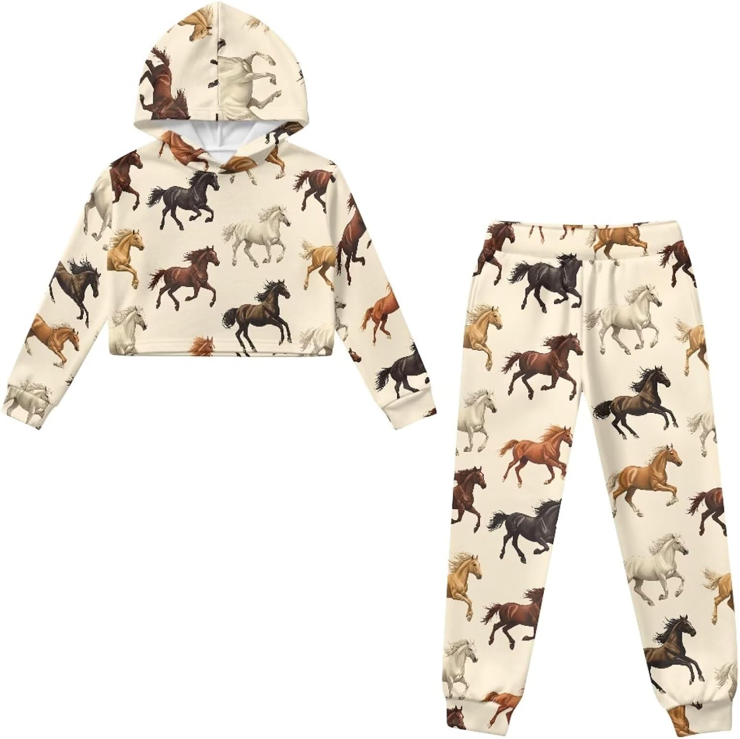 Girls Pants Set - 2 Piece Girls Sweatshirt Hoodie and Baggy Fashion Sweatpants Matching Set with Pockets(4T-13)