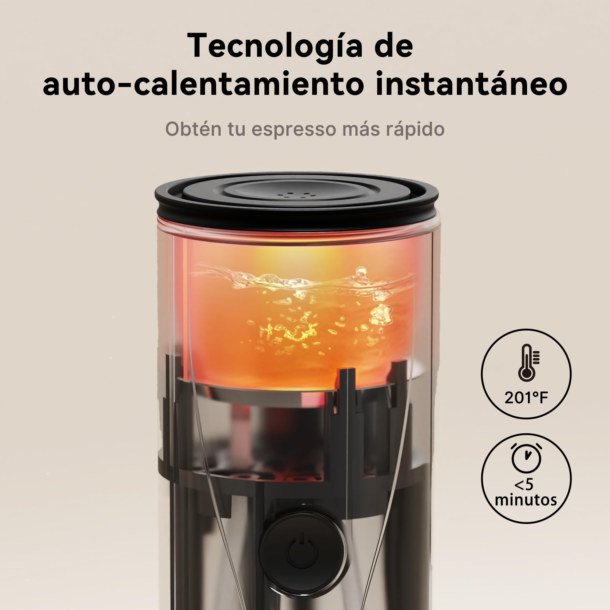 CERA+ Cafetera Portátil con Batería, Cafetera Espresso Portátil de 20 Bares Autocalentable, Compatible con Cápsulas NS y Café Molido, Cafetera de Viaje para Camping y Coche, con Estuchehe