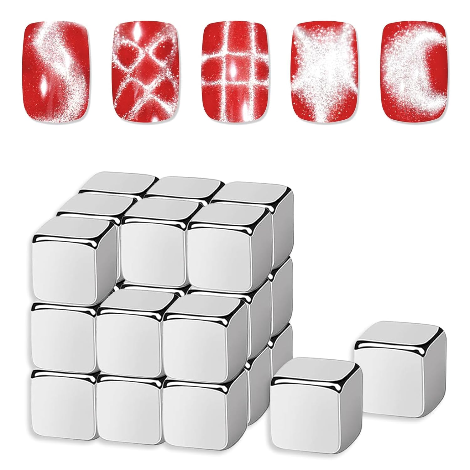27Pcs Square Magnet for Cat Eye Gel Polish Cube Magnets Block Cateye Magnet for Nails Cat Eye Magnet Tools Magnetic Nail Tool for Nail Art Salon or Home-image-17