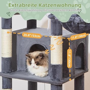Taoqimiao 180 cm XXL Scratching Post Sturdy Large Cat Tree for Cats MS034G