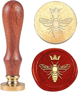 1pc Bee Wax Sealing Stamp Crown Vintage Wax Seal Stamp Gift for Christmas 25mm Removable Brass Head Stamp with Wooden Handle Invitation Card Wax Stamps for Envelope Card Gift Decoration