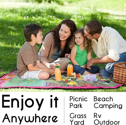 Miniatura 7 de Mantas de picnic impermeables plegables extra grandes, 80 x 80 pulgadas, manta de playa al aire libre, impermeable, a prueba de arena, 3 capas