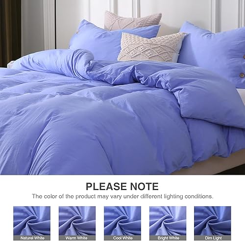 Miniatura 5 de APSMILE Juego de funda de edredón de sombra azul tamaño Queen, 3 piezas con 1 funda de edredón de 90 x 90 pulgadas y 2 fundas de almohada (sin