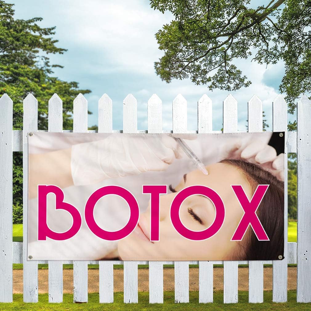 Vinyl Banner Multiple Sizes Botox Outdoor Advertising Printing Business Outdoor Weatherproof Industrial Yard Signs 6 Grommets 36x72Inches