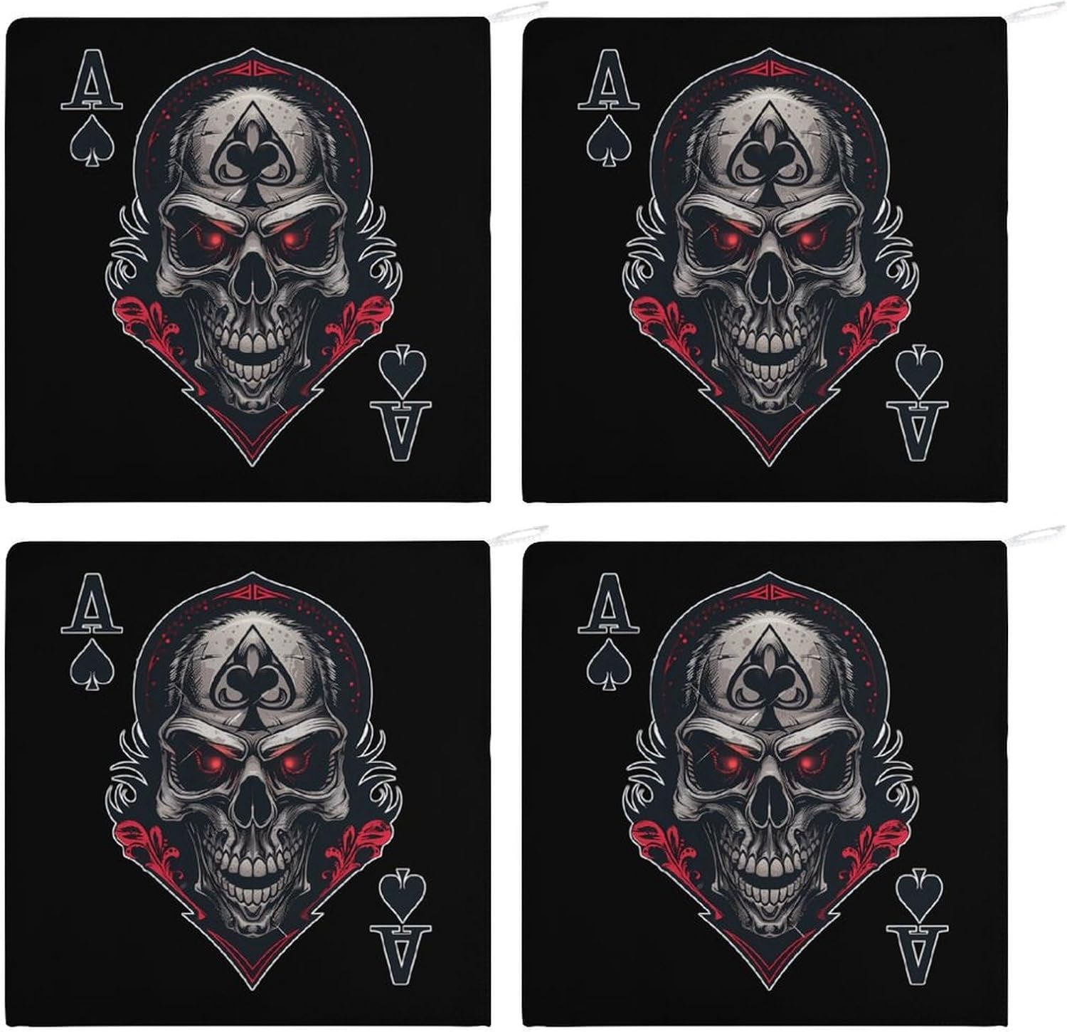 Poker Aces of Spades Hand Towels for Bathroom Kitchen Towels Small Towel Handkerchiefs with Hanging Loop 4PCS