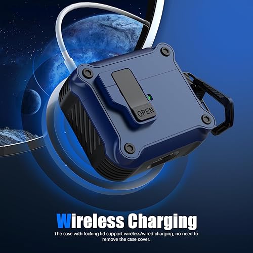 Miniatura 4 de RFUNGUANGO - Estuche protector rígido para AirPods de 3 generación, con clip de bloqueo seguro, completo, anti-golpes, funda compatible con AirPods