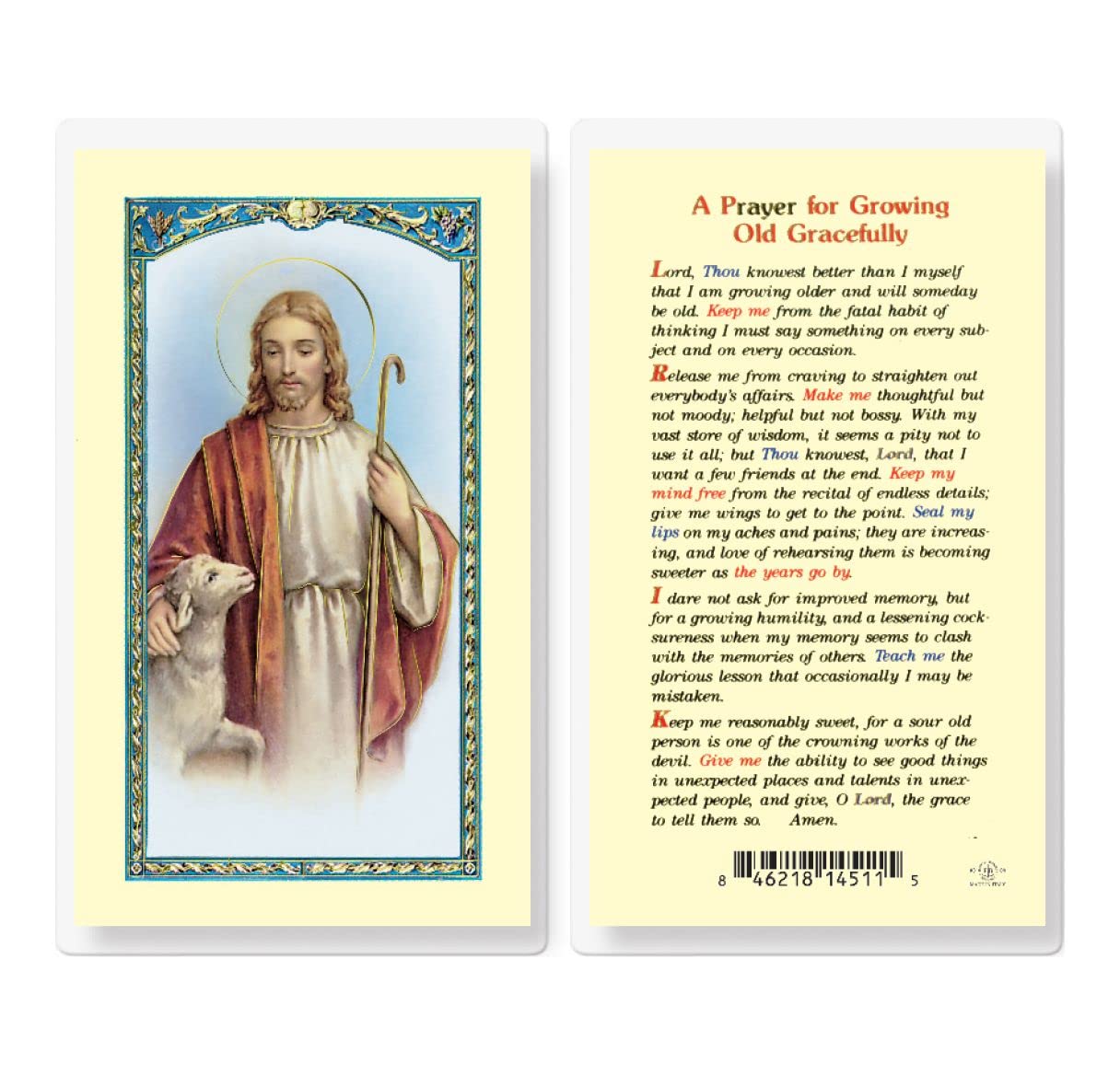 A Prayer for Growing Old Gracefully Laminated Holy Cards, 25-Count Value Pack