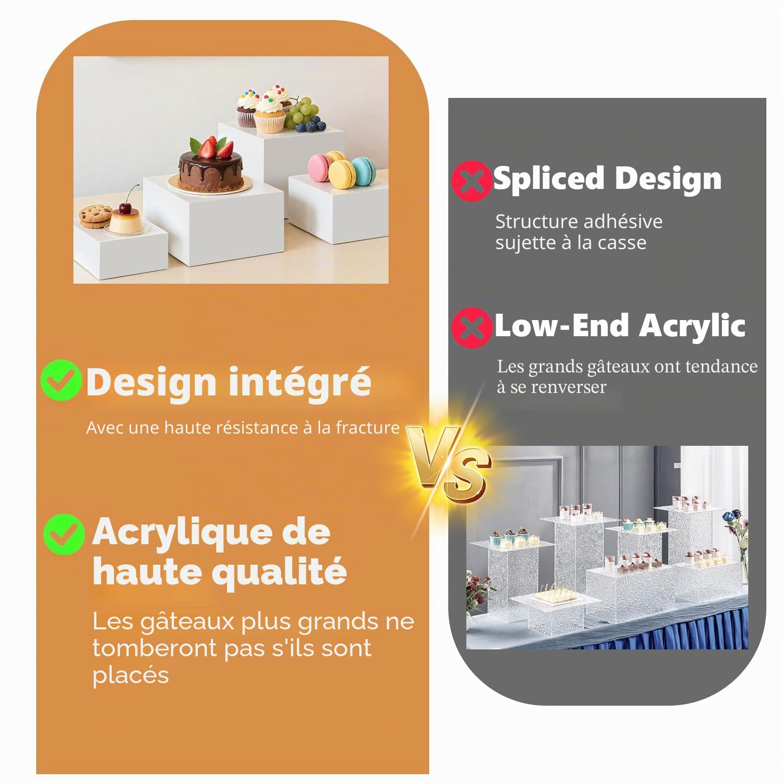 Lot de 6 Rehausseurs de Buffet en Acrylique Blanc, 3-8 Pouces | Présentoirs Polyvalents pour Mariages et Réceptions, Idéals pour Desserts, Amuse-Bouches, ApéRitifs Ou Bijoux