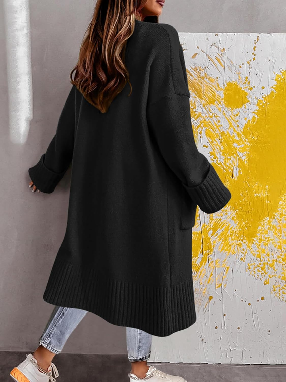 Danedvi Cardigan Sweaters for Women Fall Open Front Knit Cardigans Duster Coat - Image 3