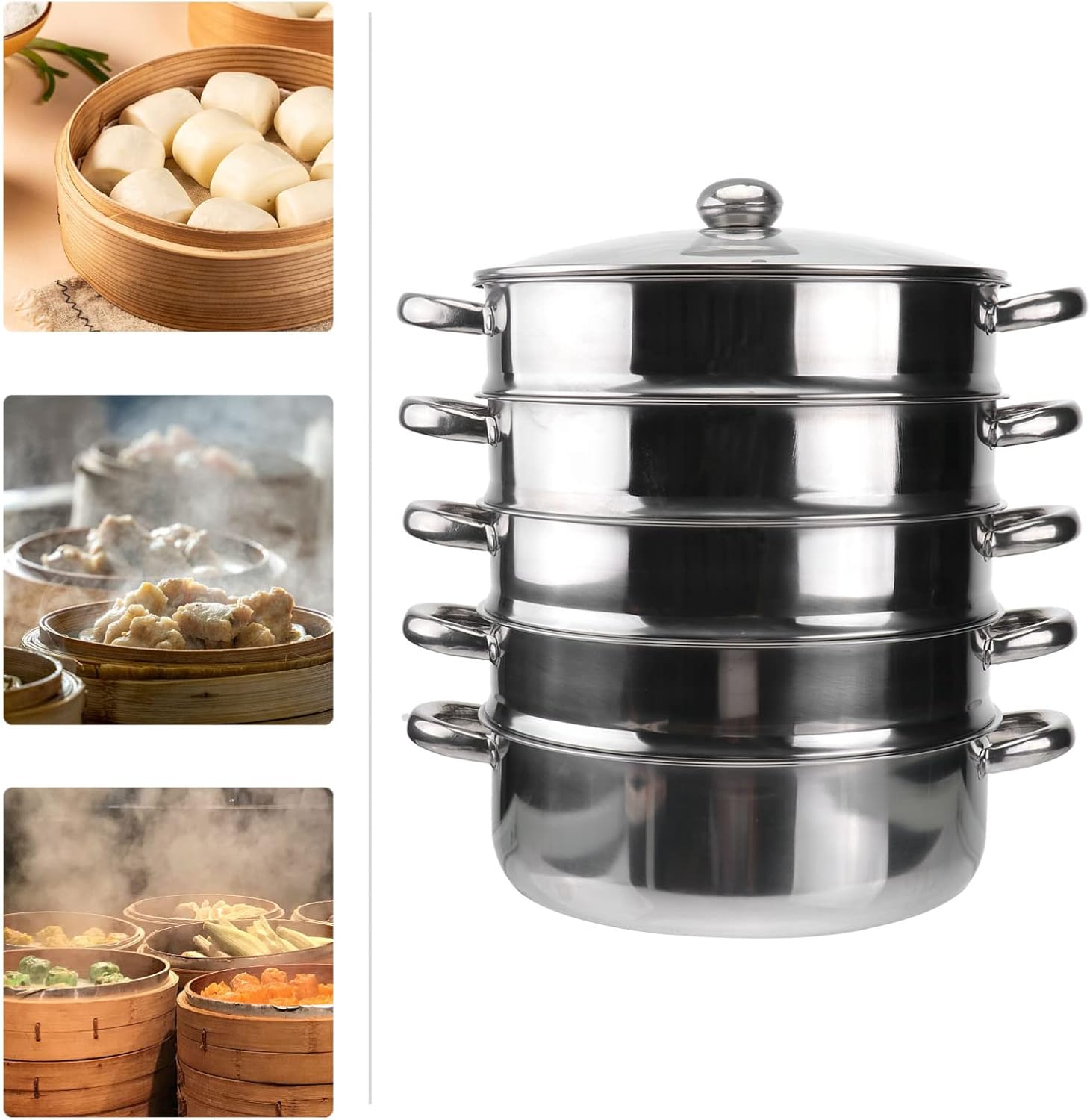 Zerodeko Large Capacity Steaming Pot 30cm Steamers for Cooking Stock Pot Basket for Big Family Gathering