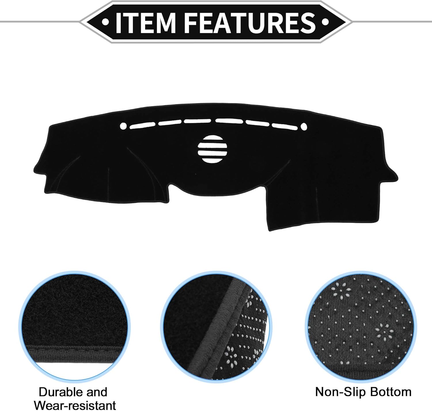 Dash Cover Compatible for Hyundai VeraCruz 2007-2012 with Audio, Non-Slip Dash Cover Mat Polyester Black Front Dash Cover Mat