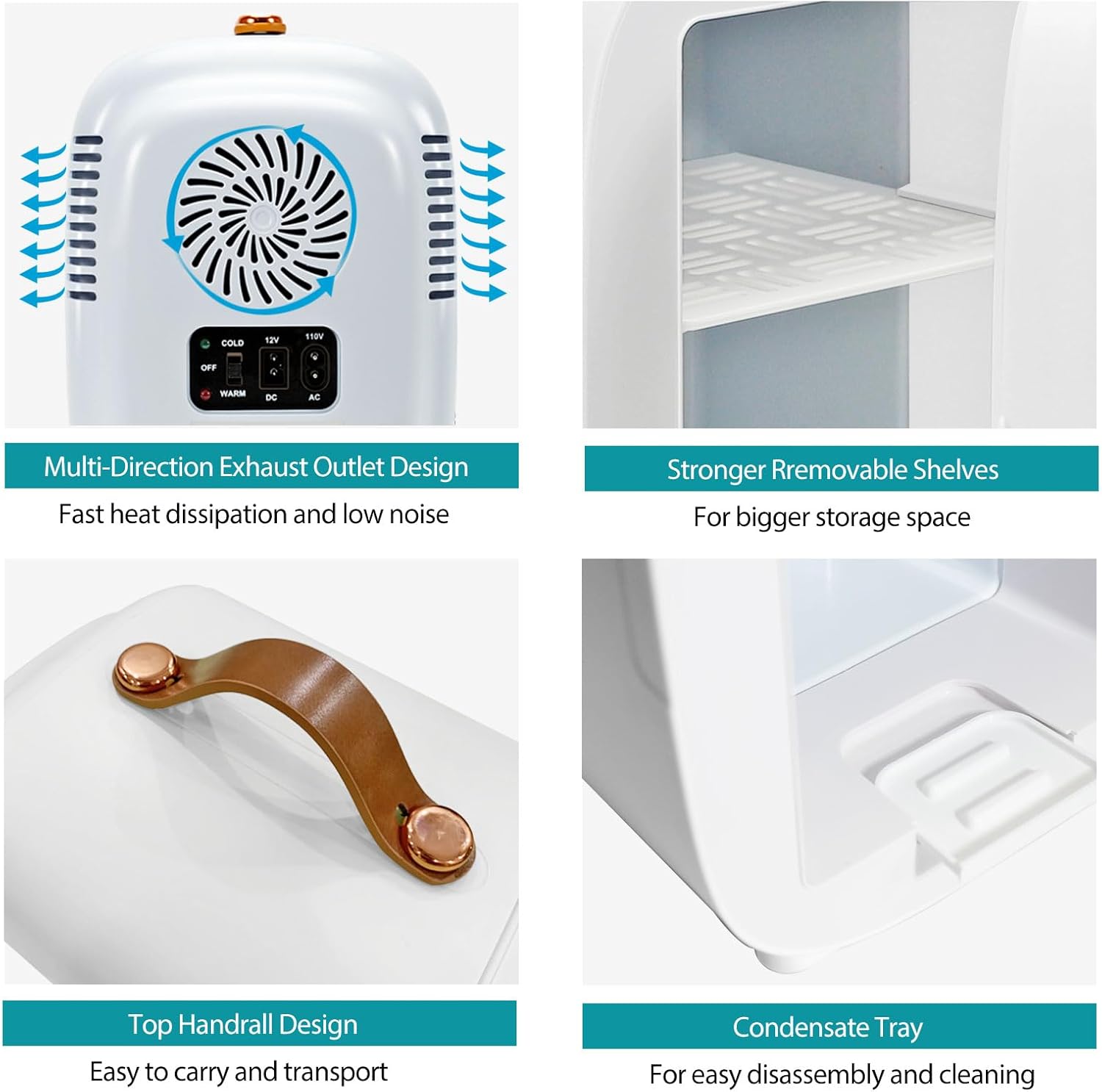 CAYNEL Mini Fridge Portable Thermoelectric 4L/6 Can AC/DC Cooler and Warmer for Skincare,Food,Beverage,Beauty & Makeup small Feidge for Bedroom,Car and Office (White)