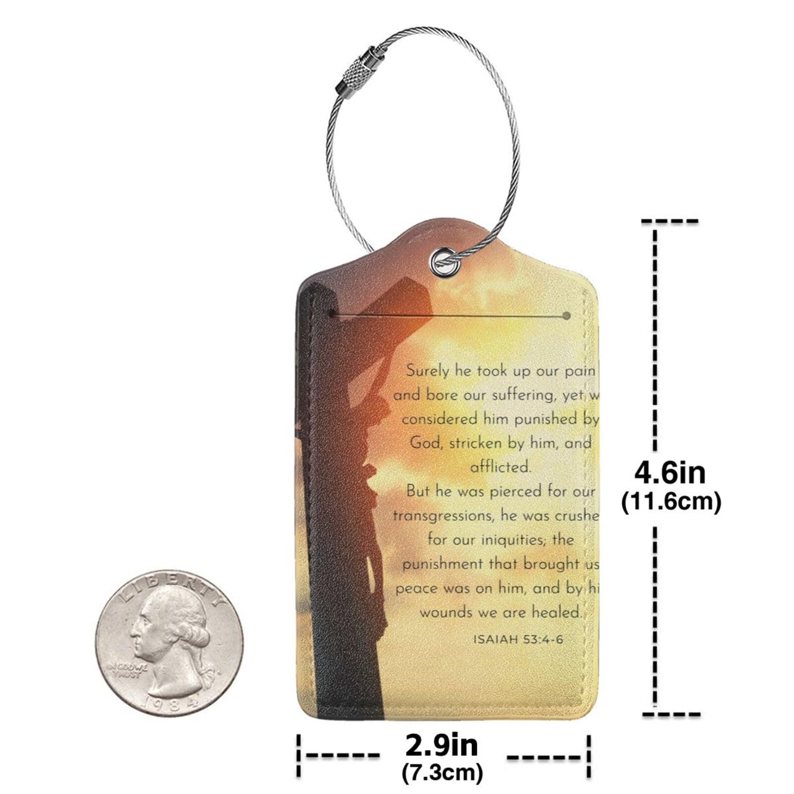 Jeremiah 33:6 Gepäckanhänger für Koffer, PU-Leder, Sichtschutz, Taschenanhänger, Reiseutensilien, Muster 2, 4 Pack