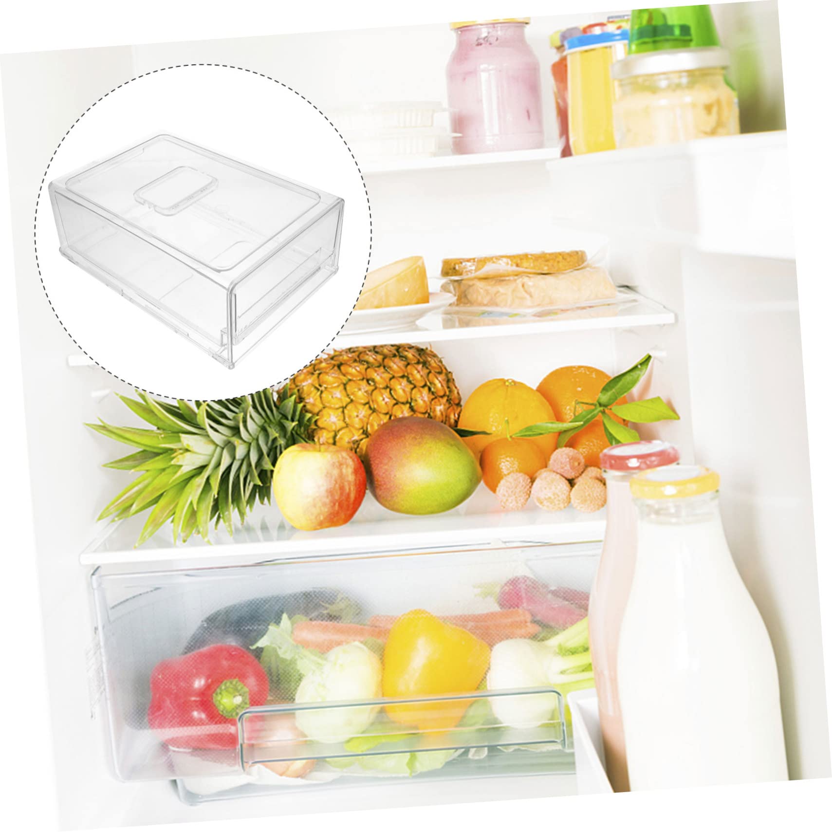Contenitore Organizer Frigorifero a Cassetto Impilabile Bianco